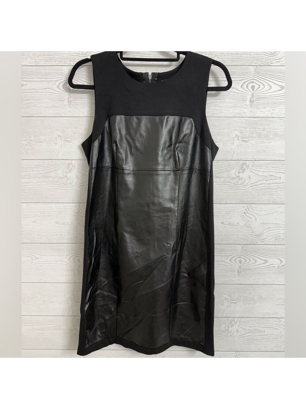 DKNYC Women’s Black Faux Leather Sleeveless Midi Dress. Size 12